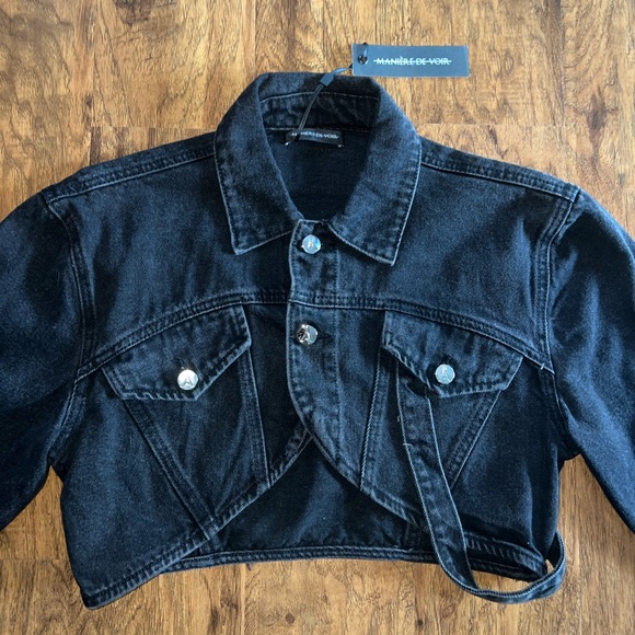 Manière de Voir Black Cropped Carpenter Jacket - Picture 2 of 9